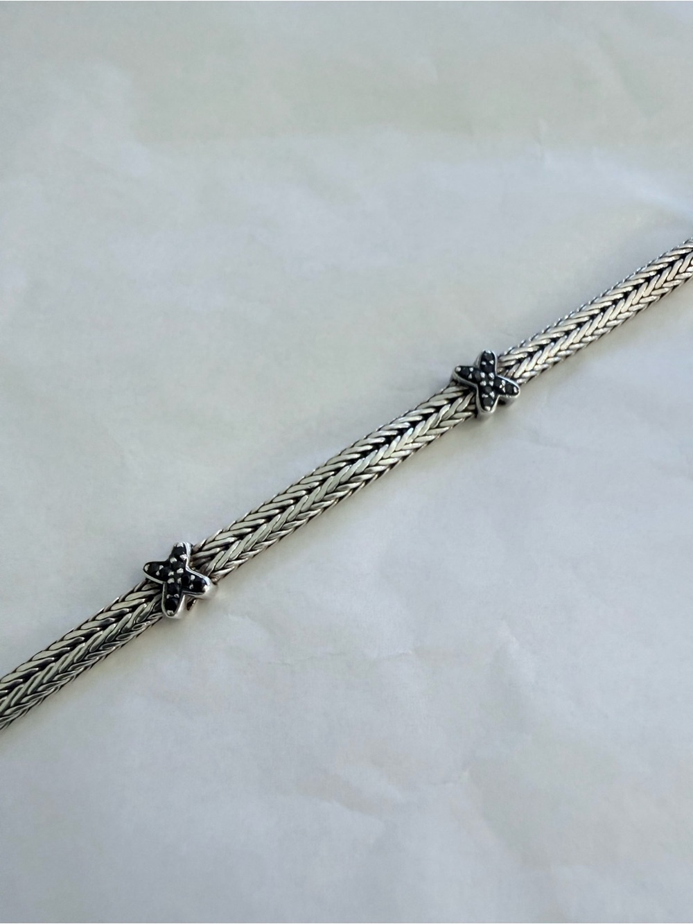 Phillip Gavriel Sterling Silver 7.25"  Bracelet with Black Sapphires